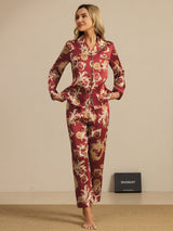 [Wine Dragon] SilkSilky-CA Long Sleeve Lapel Collar Women's Pajamas 006