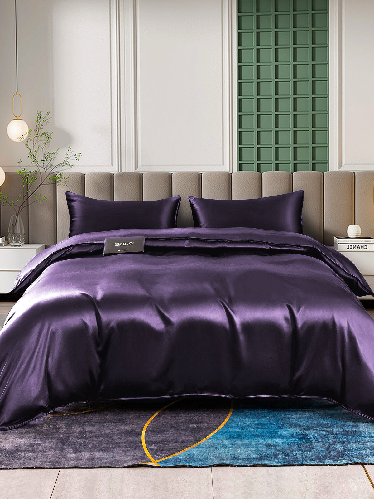 [Deep Purple] SilkSilky-CA 22Momme Pure Silk Bedding Set 001,