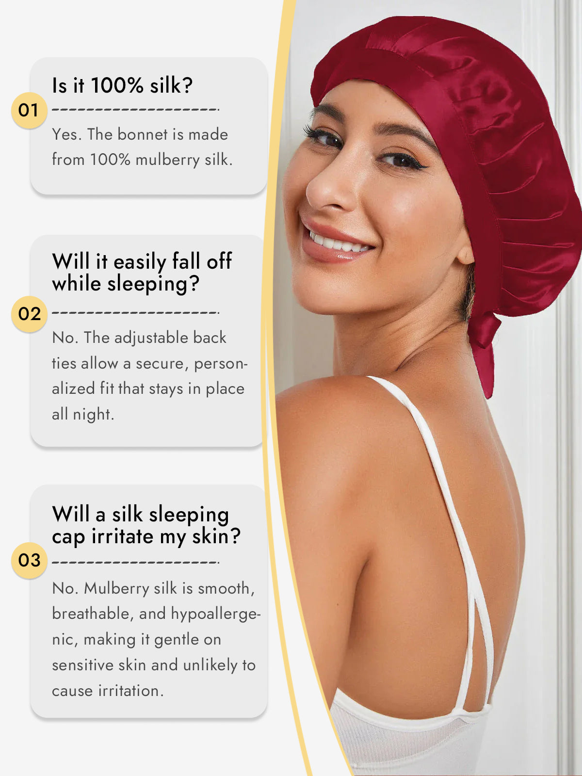 [Wine] SilkSilky-CA Pure Silk Sleep Cap 006