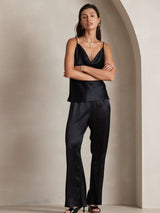 [Black] SilkSilky-CA Spaghetti Strap Cowl Neck Camisole 006
