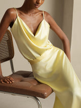[Light Yellow] SilkSilky-CA Spaghetti Strap Cowl Neck Women's Outfit Sets 008