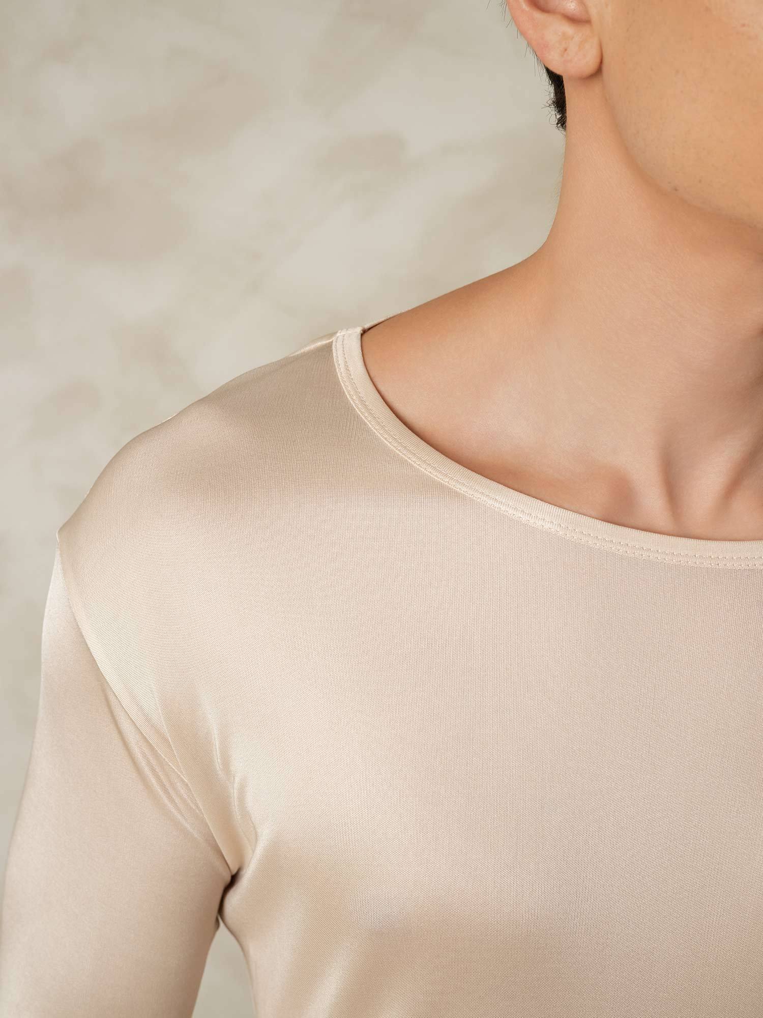 [Tan] SilkSilky-CA Silk Knitted Round Neck Men's Pajamas 005