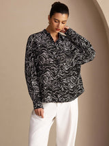 [Black Wave] SilkSilky-CA Long Sleeve Lapel Collar Women's Shirt 003