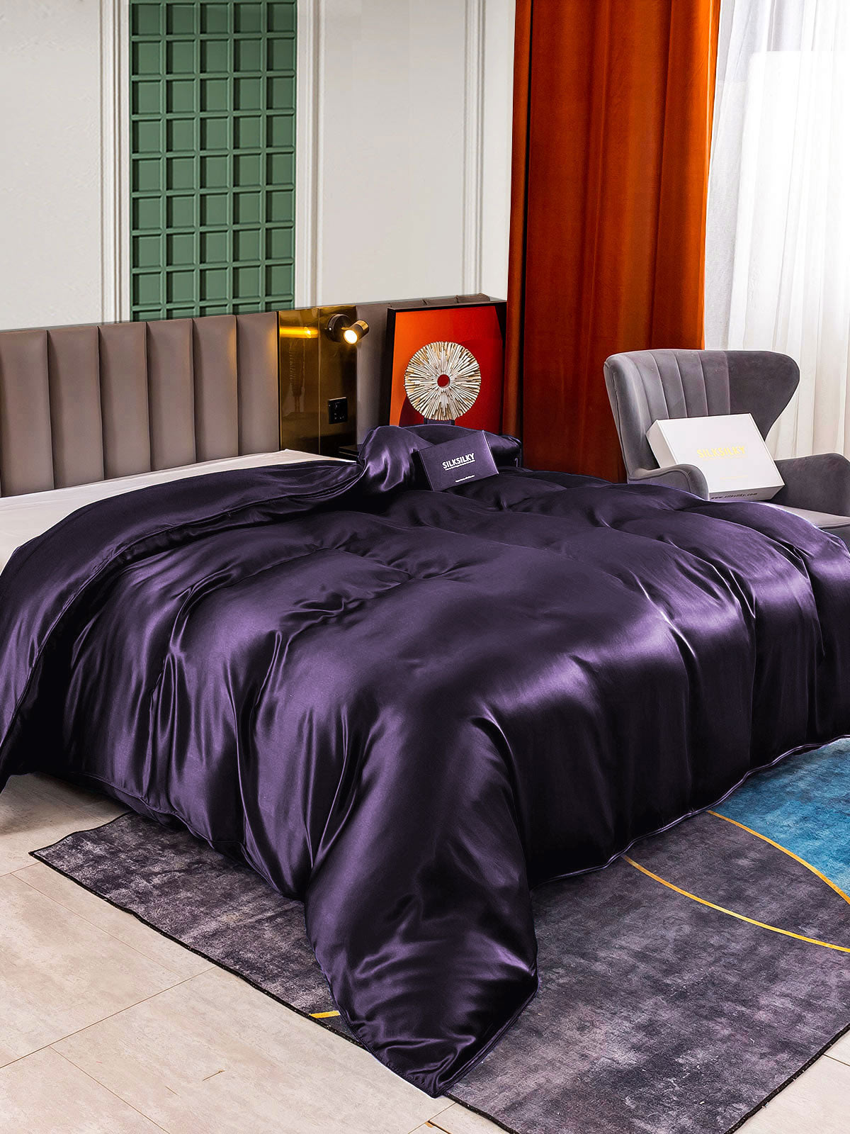 [Deep Purple] SilkSilky-CA 22Momme Pure Silk Duvet Cover 002,