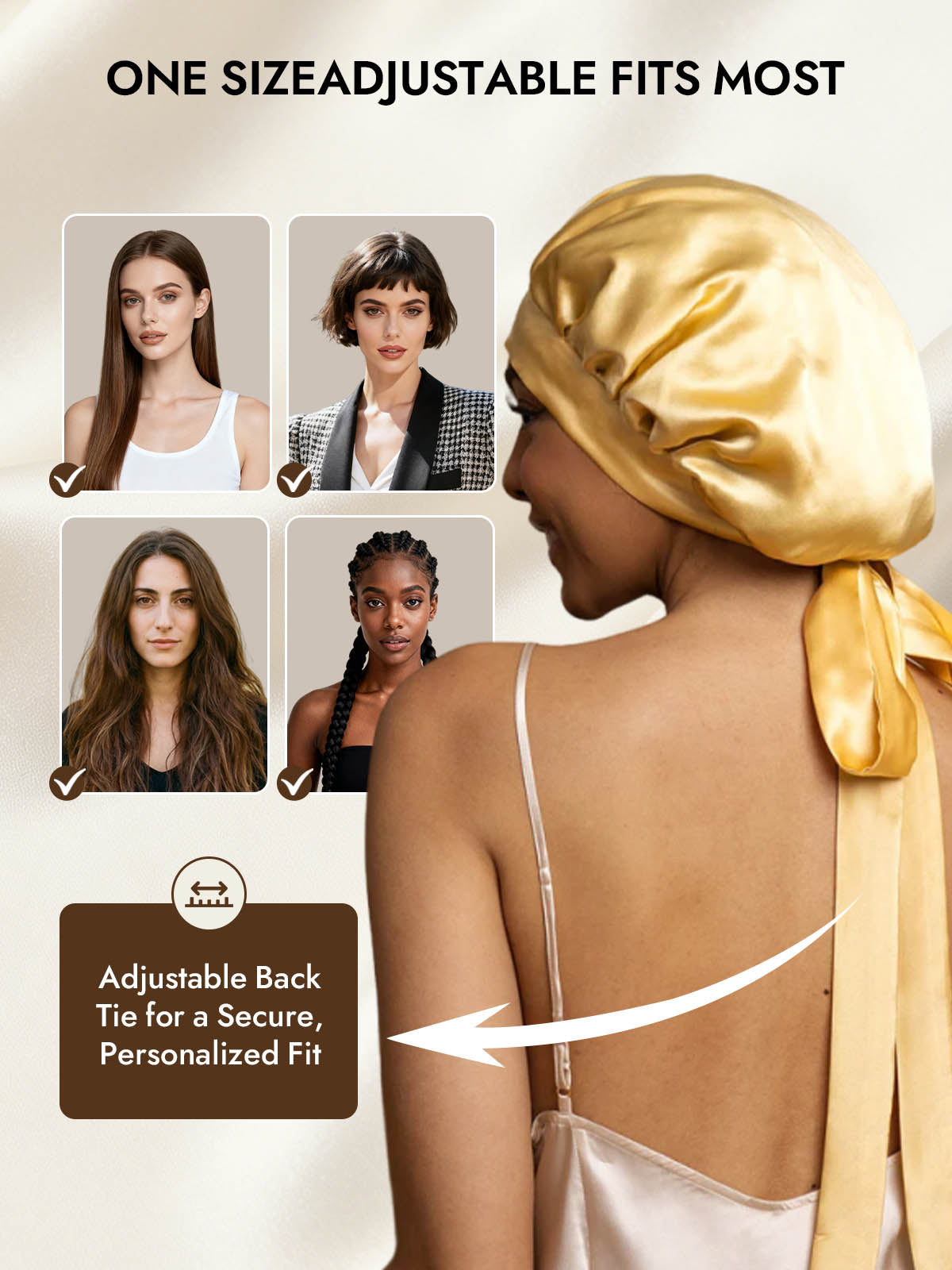 [Champagne] SilkSilky-CA Pure Silk Sleep Cap 005