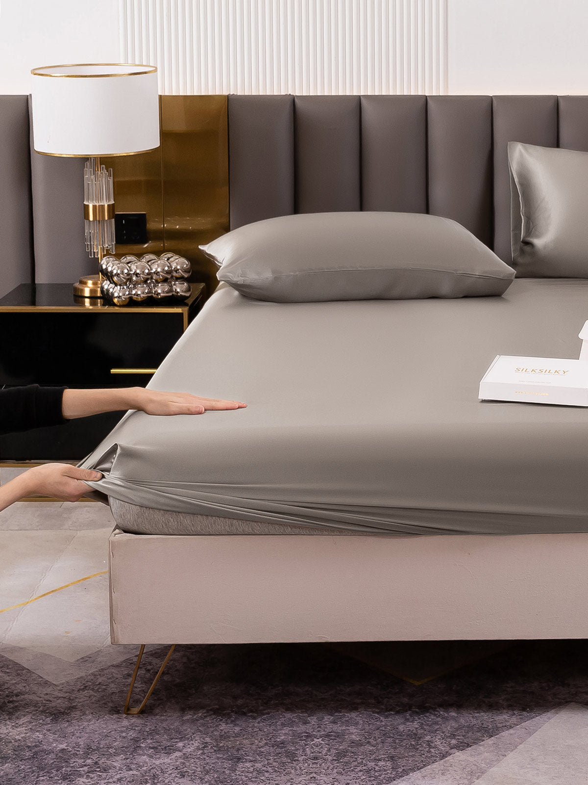 [Gray] SilkSilky-CA 19Momme Bedding Set 006