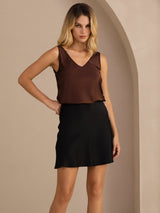 [Coffee] SilkSilky-CA Sleeveless V Neck Camisole 003