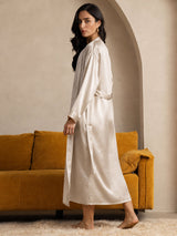 [Beige] SilkSilky-CA Long Sleeve Women's Robe 002