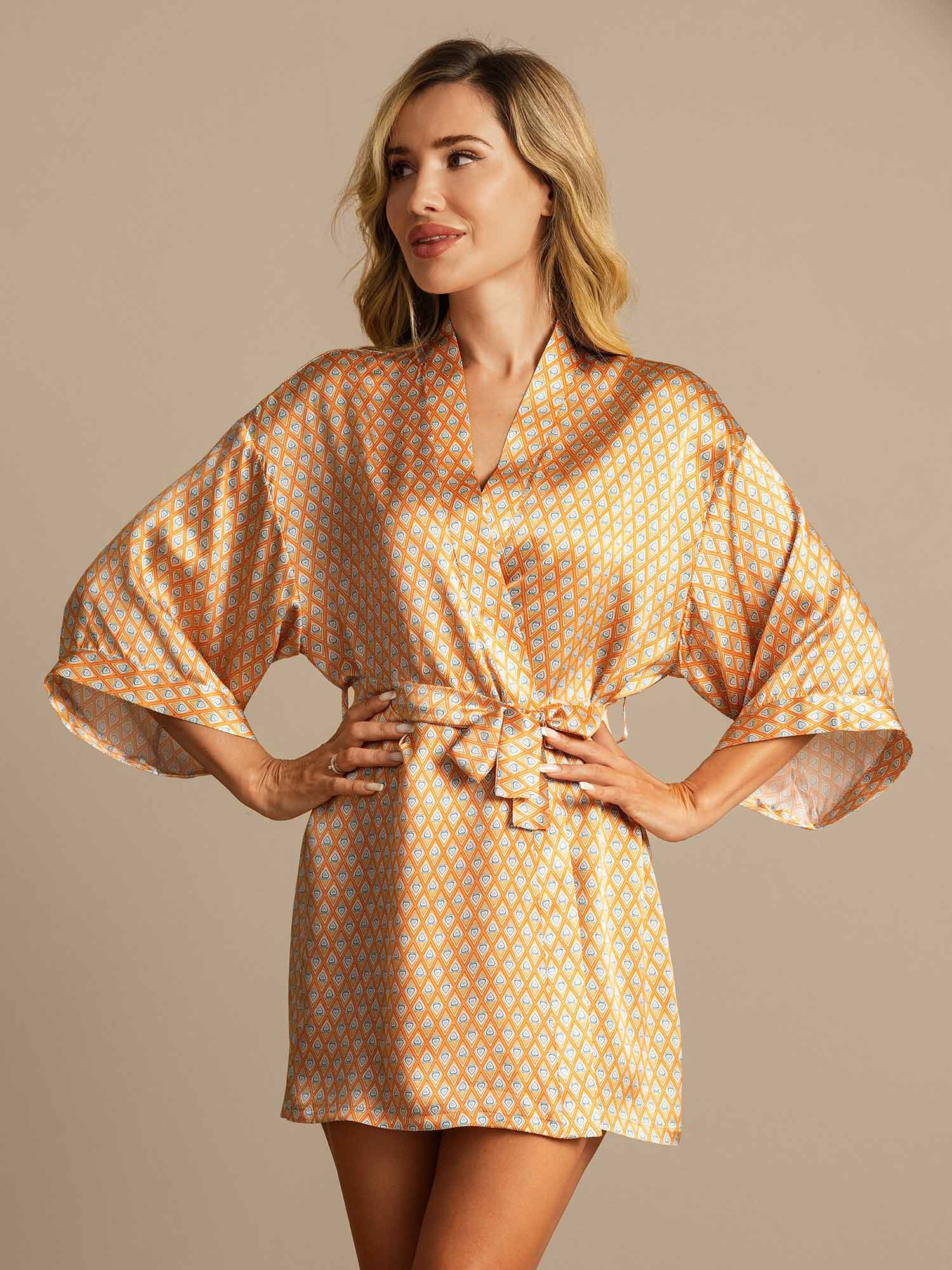 [Floral] SilkSilky-CA Pure Silk Womens Robe 001,