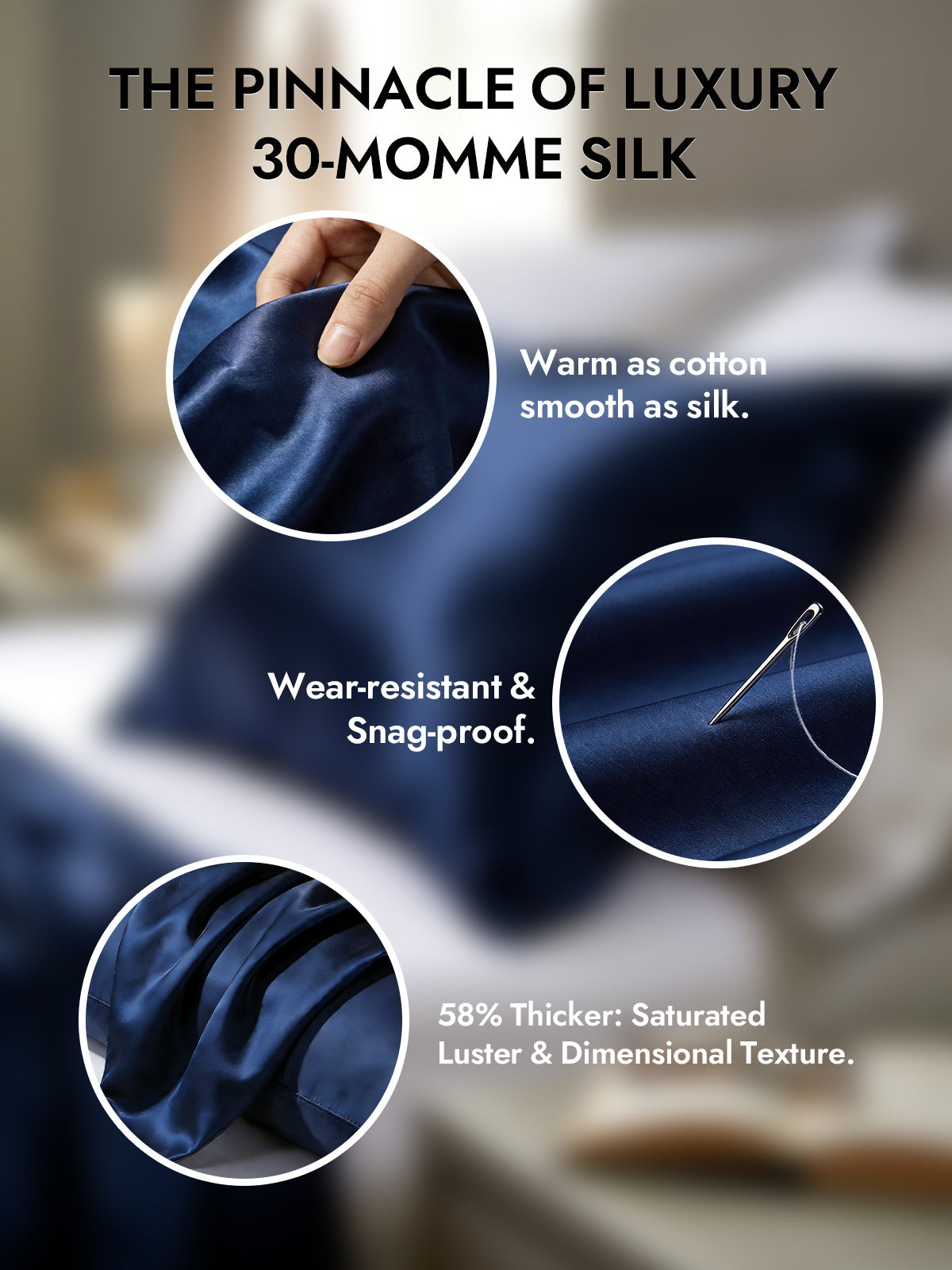 [Dark Blue] SilkSilky-CA 30Momme Pure Silk Pillowcase 002