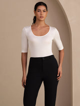 [White] SilkSilky-CA Half Sleeve Women's T-Shirt 001