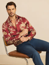[Wine Dragon] SilkSilky-CA Long Sleeve Lapel Collar Men's Shirt 006