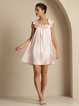 [Pink] SilkSilky-CA Sleeveless Square Neck Nightgown 007