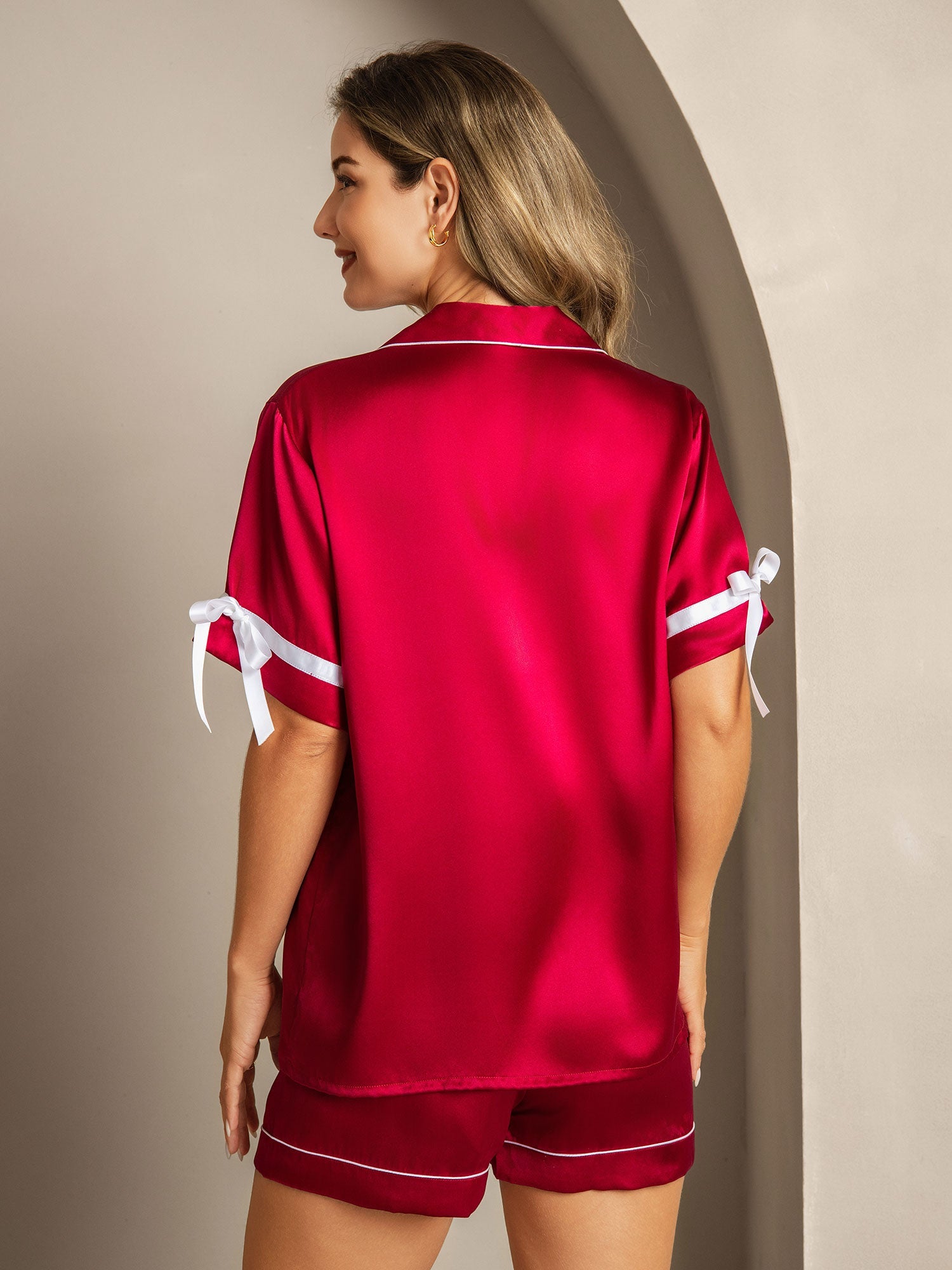 [Wine] SilkSilky-CA Pure Silk Womens Pajamas 002,