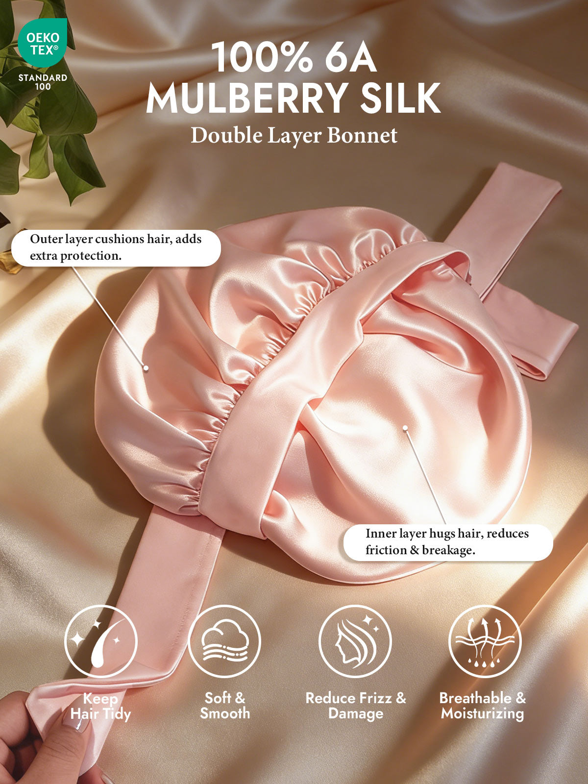 [Light Pink] SilkSilky-CA Sleep Cap 002
