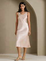 [Beige] SilkSilky-CA Sleeveless Dress 006