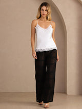 [White] SilkSilky-CA Spaghetti Strap V Neck Camisole 006