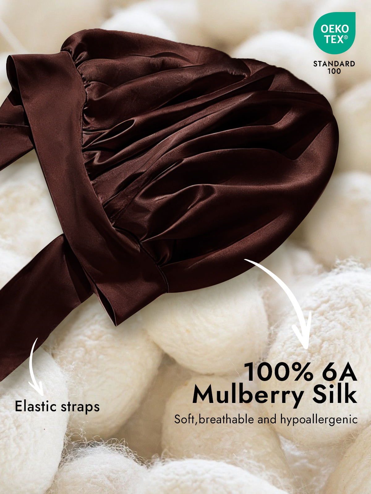 [Coffee] SilkSilky-CA Pure Silk Sleep Cap 002