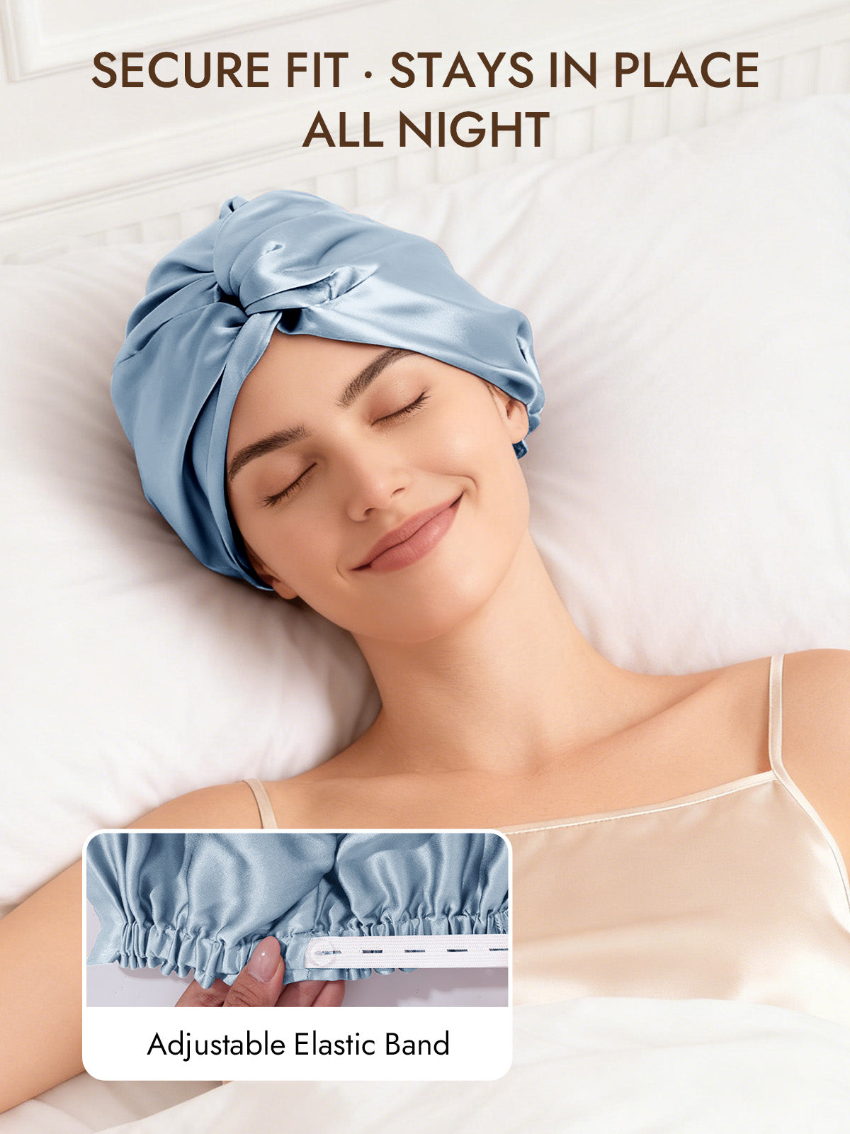 [Steel Blue] SilkSilky-CA 22Momme Pure Silk Sleep Cap 004