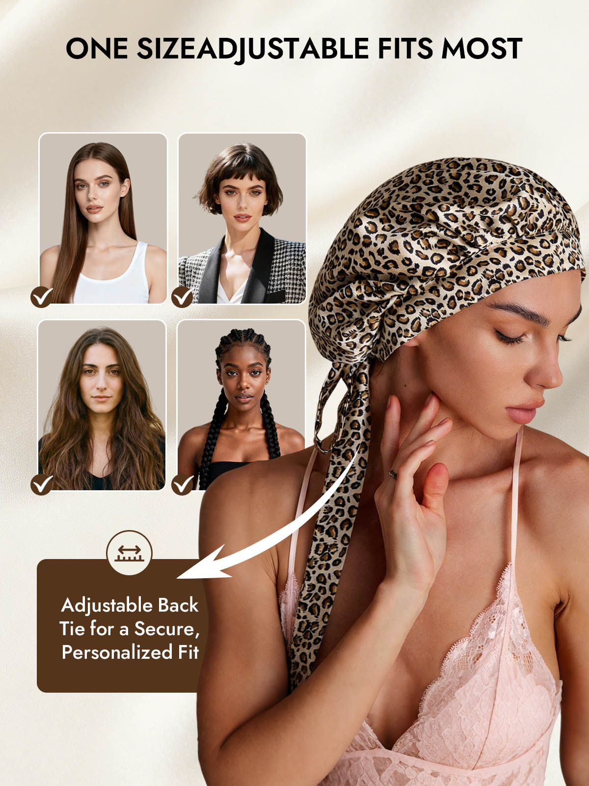 [Leopard] SilkSilky-CA Pure Silk Sleep Cap 005