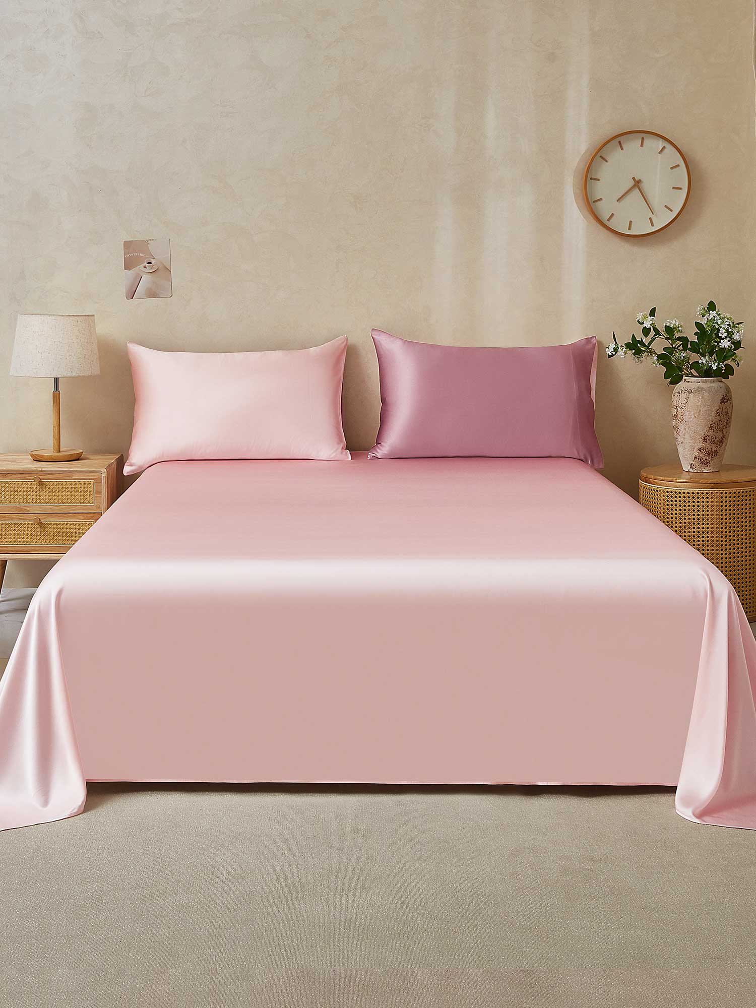 [PaleMauve+LightPink] SilkSilky-CA 22Momme Pure Silk Bedding Set 001,