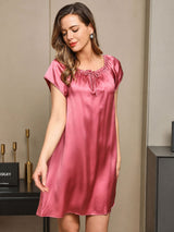 [Pale Mauve] SilkSilky-CA Cap Sleeve Square Neck Nightgown 004