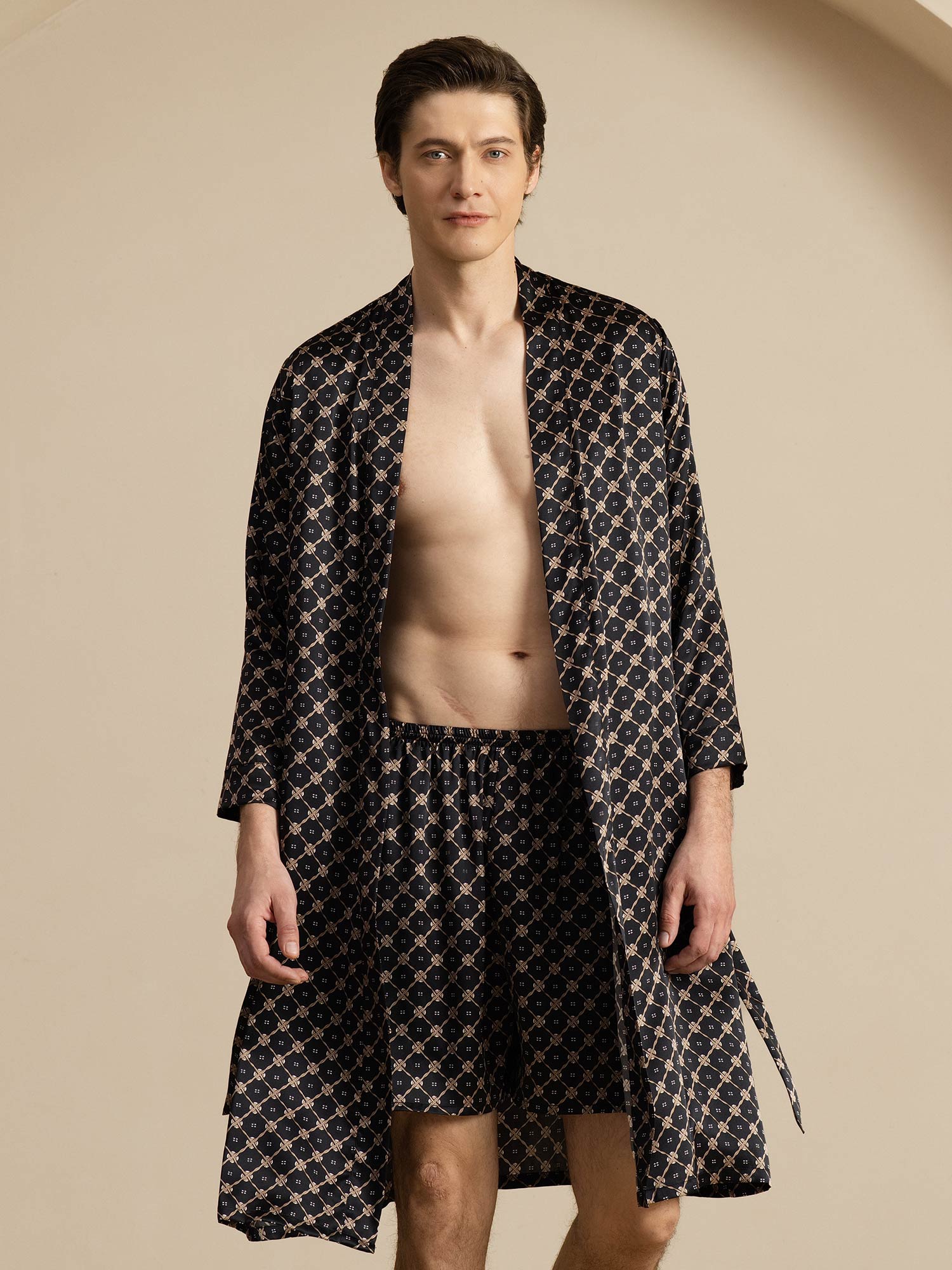 [Black Chain] SilkSilky-CA Long Sleeve Men's Pajamas 001