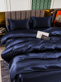 SilkSilky CA 25Momme Pure Silk Bedding Set DarkBlue 004