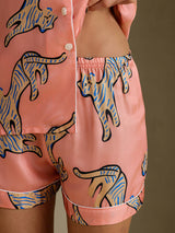 [Pink Cat] SilkSilky-CA Short Sleeve Lapel Collar Women's Pajamas 005