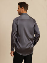 [Dark Gray] SilkSilky-CA Long Sleeve Lapel Collar Men's Shirt 002