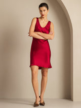 [Wine] SilkSilky-CA Sleeveless Scoop Neck Dress 006