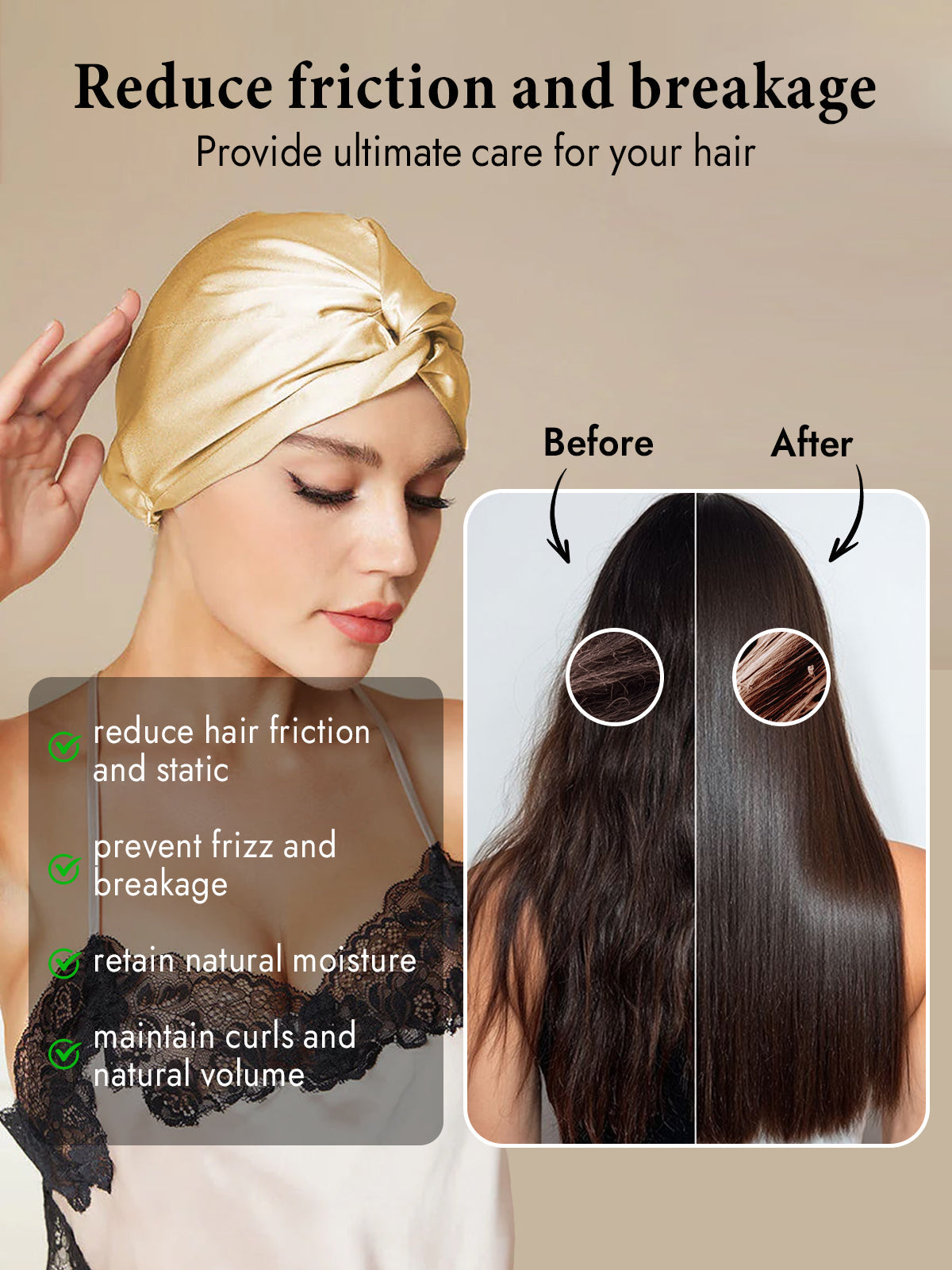 [Champagne] SilkSilky-CA Pure Silk Sleep Cap 004