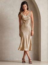 [Champagne Gold] SilkSilky-CA Sleeveless Dress 003