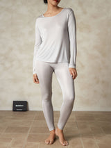 [Silver] SilkSilky-CA Long Sleeve Round Neck Women's Long Johns 001