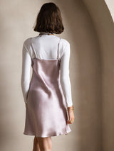 [Lavender] SilkSilky-CA Spaghetti Strap V Neck Dress 002