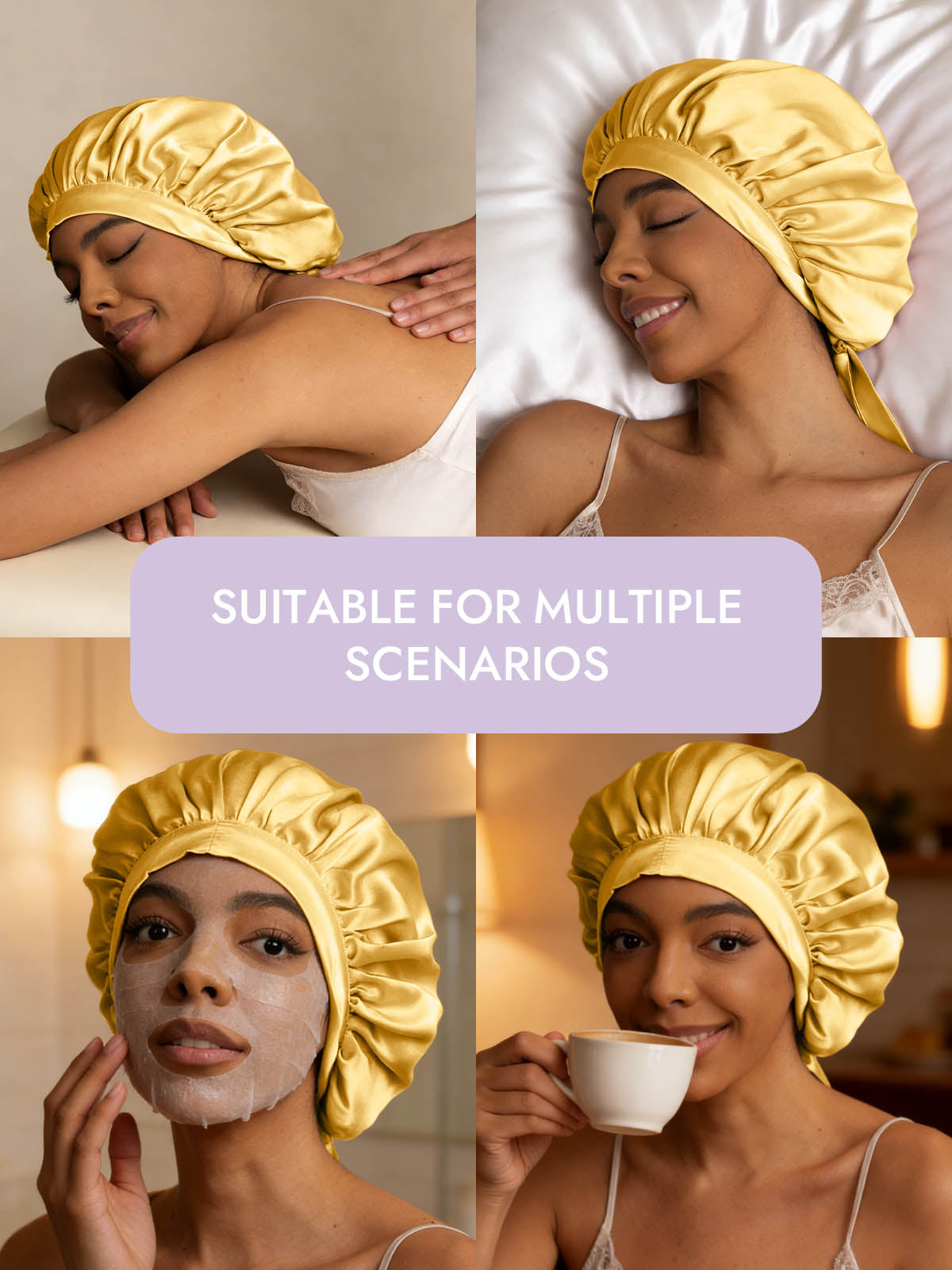 [Champagne] SilkSilky-CA Pure Silk Sleep Cap 006
