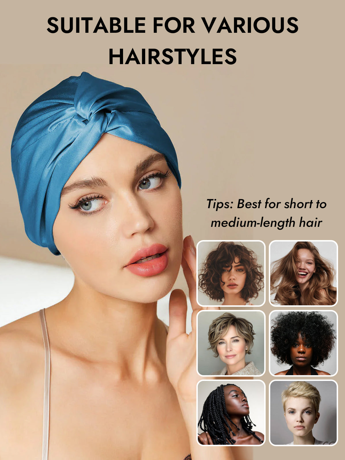 [Teal] SilkSilky-CA Pure Silk Sleep Cap 006