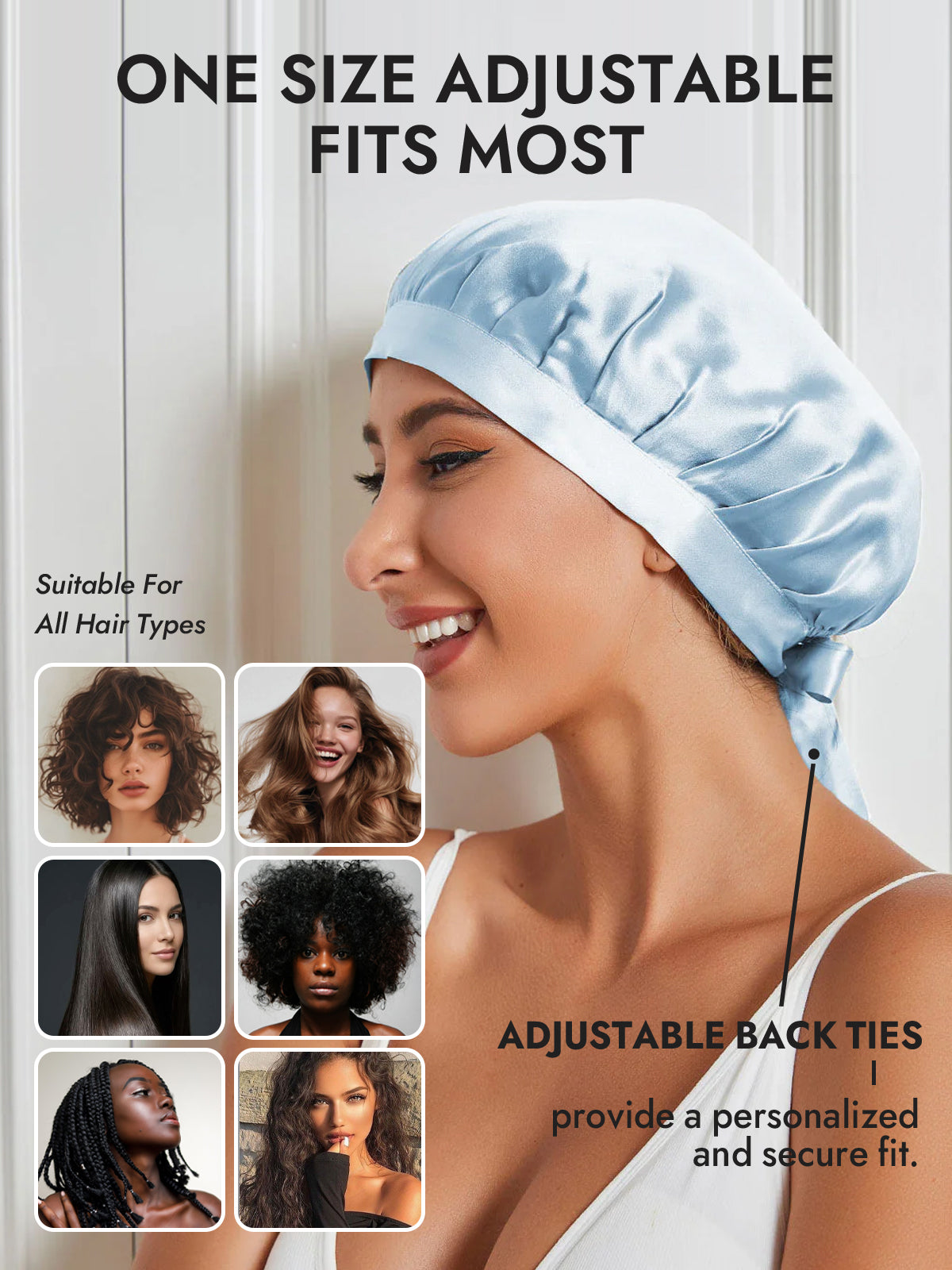 [Light Blue] SilkSilky-CA Pure Silk Sleep Cap 005