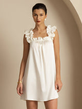 [White] SilkSilky-CA Sleeveless Square Neck Nightgown 003