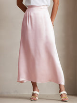 [Pink] SilkSilky-CA 19Momme Stretch Silk Charmeuse Skirt 003