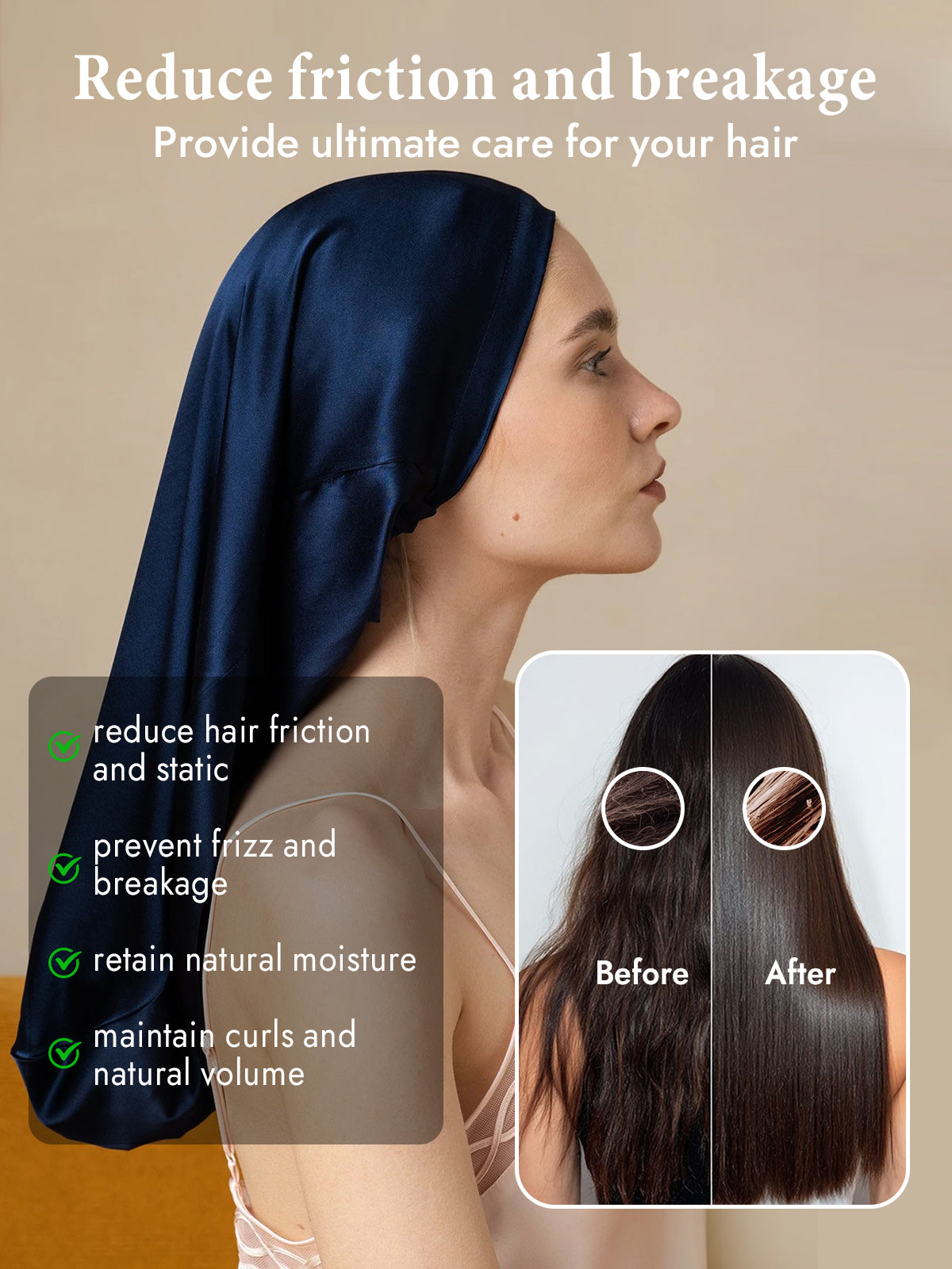 [Dark Blue] SilkSilky-CA Pure Silk Sleep Cap 004