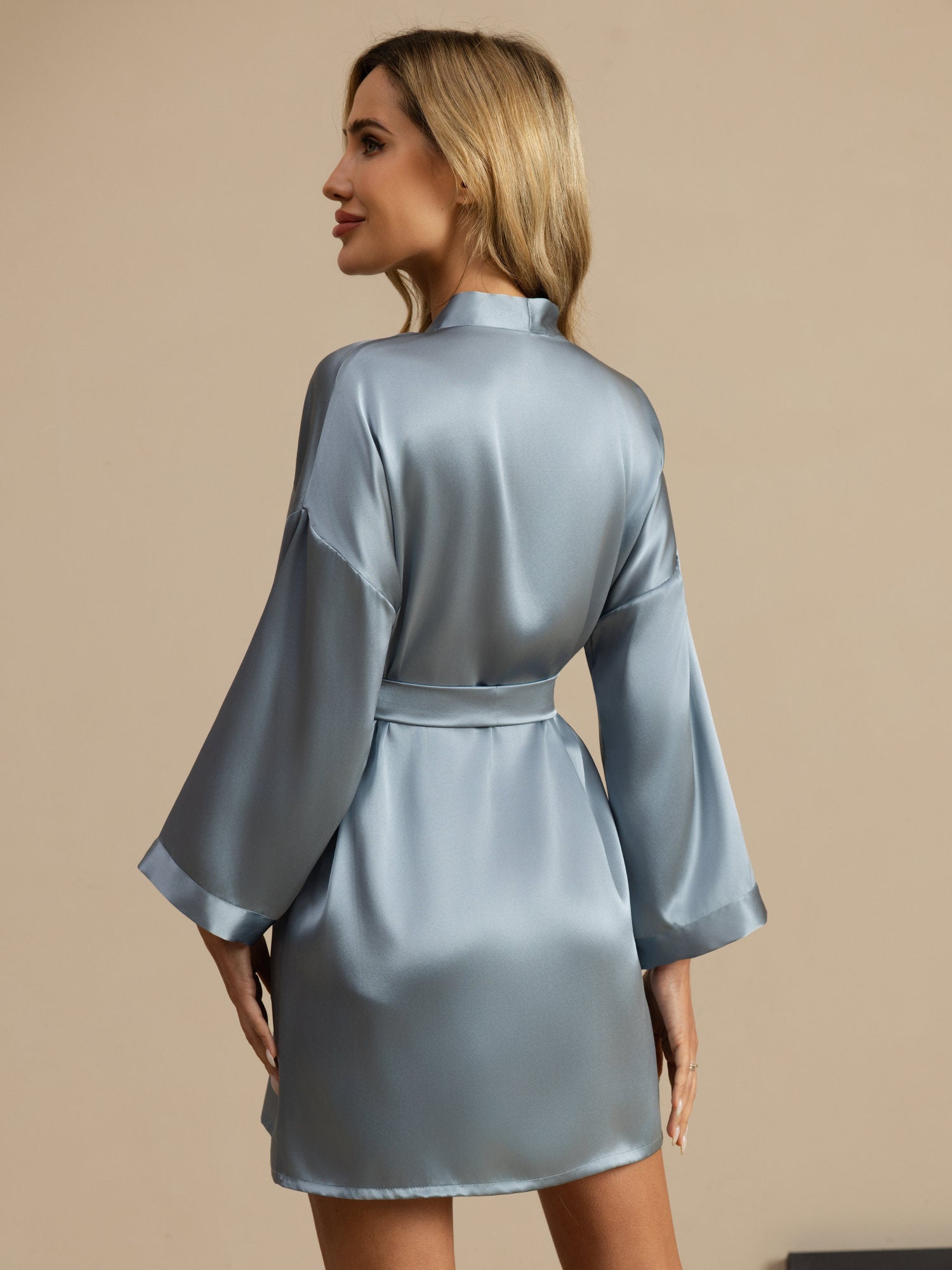 [Grayish Blue] SilkSilky-CA 3/4 Sleeve Women's Robe 002