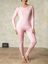 [Pink] SilkSilky-CA Silk Jersey Long Sleeve Round Neck Women's Long Johns 001
