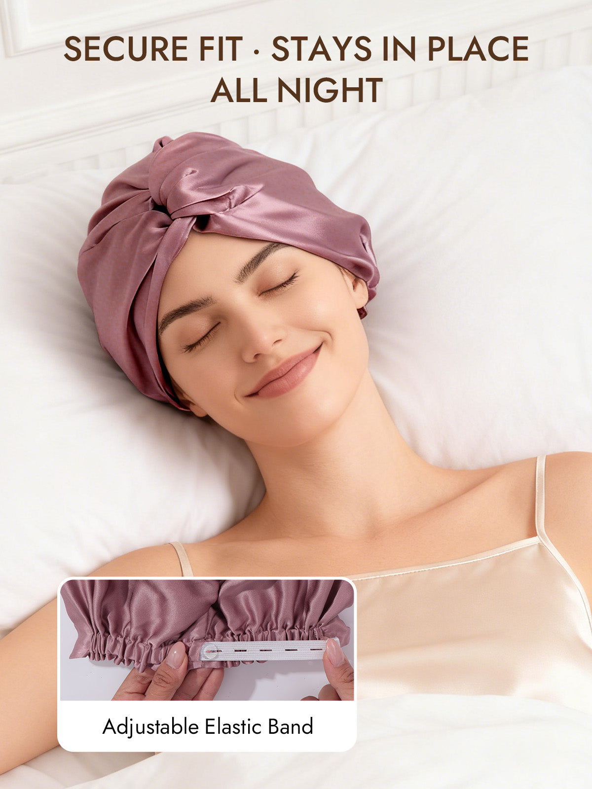 [Pale Mauve] SilkSilky-CA 22Momme Pure Silk Sleep Cap 004