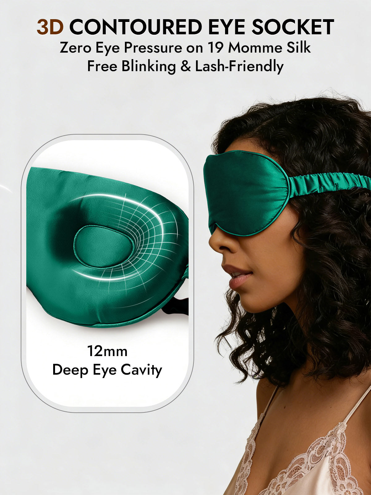 [Dark Green] SilkSilky-CA Pure Silk Eye Mask 004