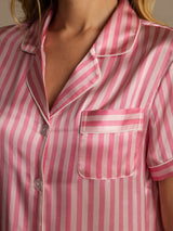 [Pink] SilkSilky-CA Pure Silk Notch Collar Women's Pajamas 006,
