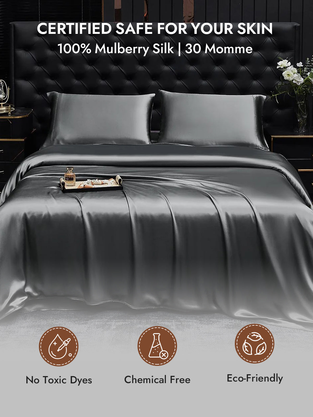 [Dark Gray] SilkSilky-CA 30Momme Pure Silk Pillowcase 007