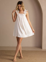 [White] SilkSilky-CA Sleeveless Square Neck Nightgown 007