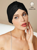 [Black] SilkSilky-CA Sleep Cap 001