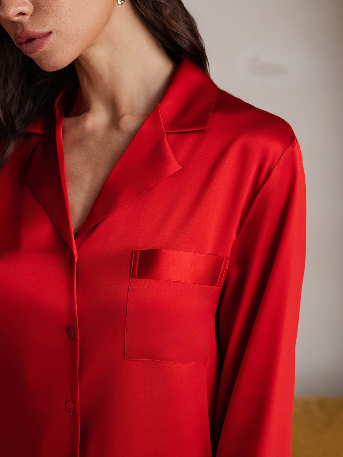 [Red] SilkSilky-CA Pure Silk Split Nightgown 004